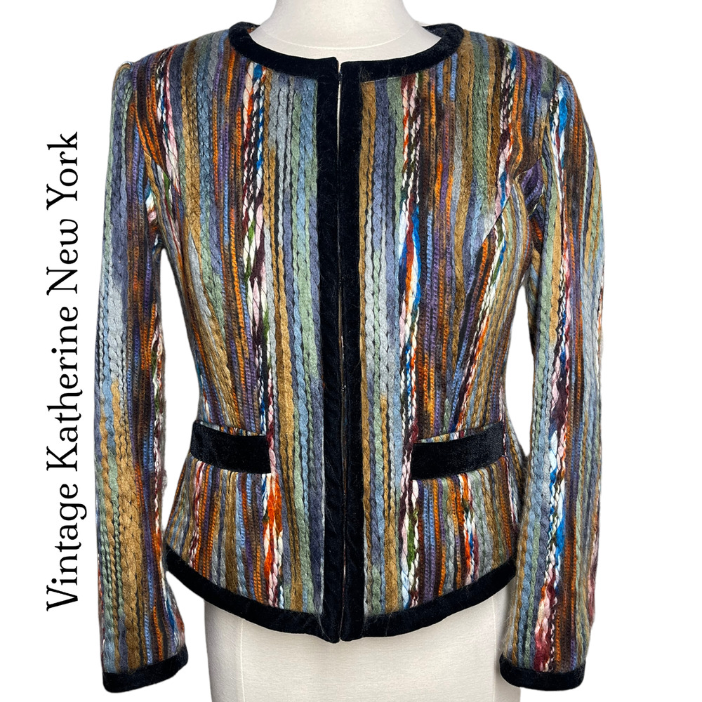 Vintage Katherine New York Colorful Yarn Jacket Petite Medium